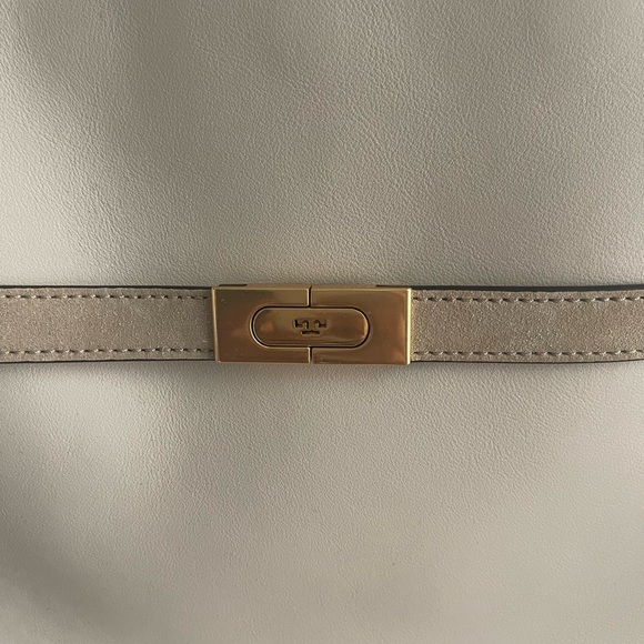 Tory Burch Small Lee Radziwill Leather and Suede Double Bag in Cream - Picture 7 of 15